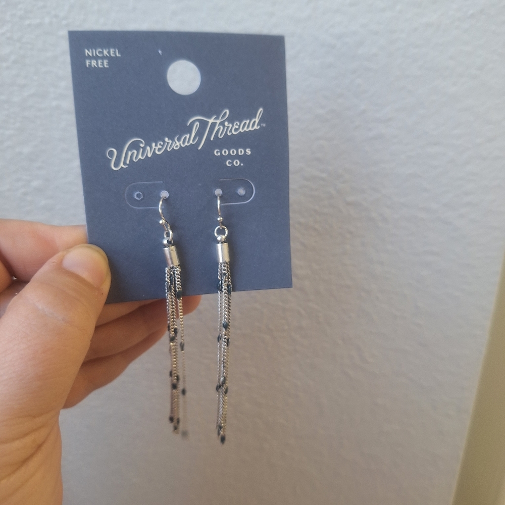 Universal threads metal dangling chain earrings Nickel Free